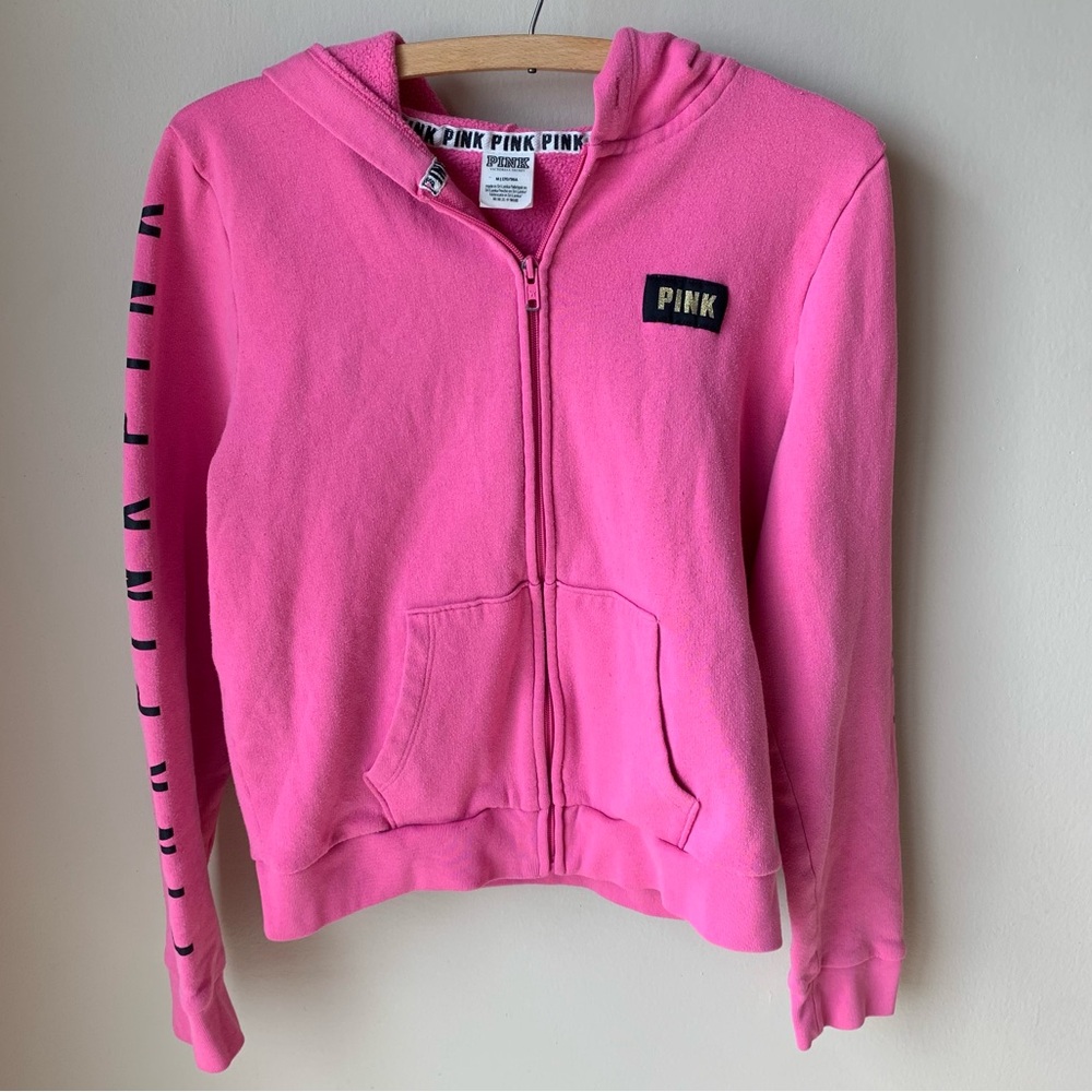 Victoria’s Secret PINK pink and black full zip sweatshirt